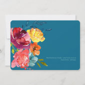 ブライトサマーカラフルターコイズ結婚フローラI 招待状 (裏面)