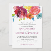 ブライトサマーカラフルターコイズ結婚フローラI 招待状 (正面)