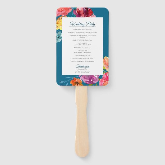 ブライトサマーカラフルフローラ結婚式 プログラムファン ハンドファン (裏面)