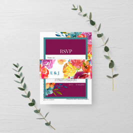 ブライトサマーカラフル結婚パステル 招待状ベリーバンド