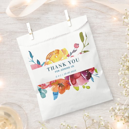 ブライトサマーカラフル結婚式の引き出物バッグ フェイバーバッグ (クリップ留めされた状態)