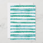 ブライトサマーターコイズストライプのフローラ結婚ズ 招待状 (裏面)