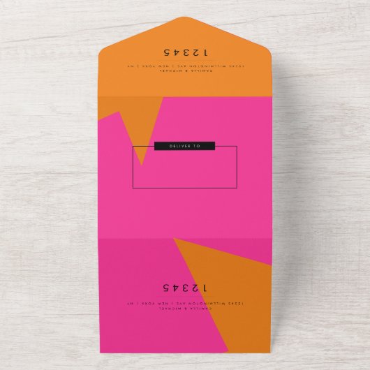 ブライトサマーモダン結婚式招待状 オールインワン招待状 (外側)