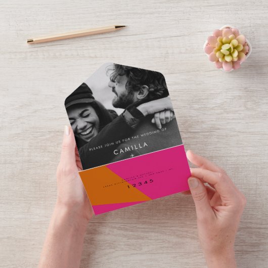 ブライトサマーモダン結婚式招待状 オールインワン招待状 (ビデオ)