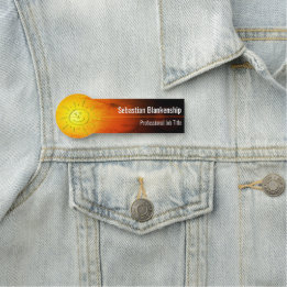 ブライトサンセットアートワークハッピー顔スマイル 名札