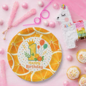 ブライトシトラスファースト誕生日紙プレート ペーパープレート (パーティー)