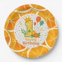 ブライトシトラスファースト誕生日紙プレート