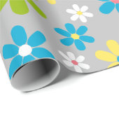 ブライトシンプル春カラフルフローラアートパターン ラッピングペーパー (ロールコーナー)