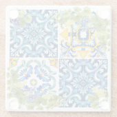 ブライトシ地中海のシリアンタイルグレープつる植物 ガラスコースター (裏面)