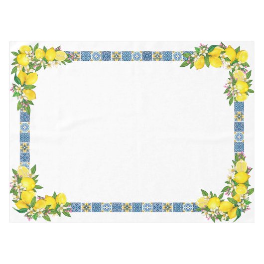 ブライトシ地中海のシリアンマジョリカタイルレモン テーブルクロス (正面(横))