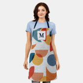 ブライトジオメトリックレトロ抽象芸術ミッドセンチュリーモダン エプロン (着用した状態)
