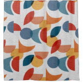 ブライトジオメトリックレトロ抽象芸術ミッドセンチュリーモダン シャワーカーテン (正面)