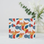 ブライトジオメトリックレトロ抽象芸術ミッドセンチュリーモダン シーズンポストカード (スタンド正面)