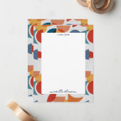 ブライトジオメトリックレトロ抽象芸術ミッドセンチュリーモダン ノートカード (正面/裏面インサイチュ)