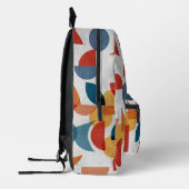 ブライトジオメトリックレトロ抽象芸術ミッドセンチュリーモダン プリントバックパック (左)