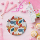 ブライトジオメトリックレトロ抽象芸術ミッドセンチュリーモダン ペーパープレート (パーティー)