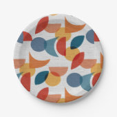 ブライトジオメトリックレトロ抽象芸術ミッドセンチュリーモダン ペーパープレート (正面)