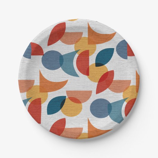 ブライトジオメトリックレトロ抽象芸術ミッドセンチュリーモダン ペーパープレート (正面)