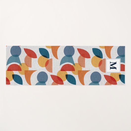 ブライトジオメトリックレトロ抽象芸術ミッドセンチュリーモダン ヨガマット (正面(横))