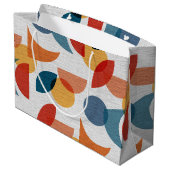 ブライトジオメトリックレトロ抽象芸術ミッドセンチュリーモダン ラージペーパーバッグ (裏面アングル)