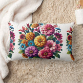 ブライトジニアス&コスモスフラワーガーデン ランバークッション (ブランケット)