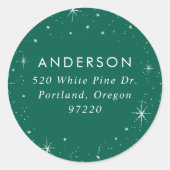 ブライトスターズグリーンホリデー差出人住所ラベル ラウンドシール (正面)
