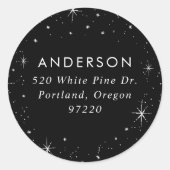 ブライトスターズブラックホリデー差出人住所ラベル ラウンドシール (正面)