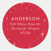 ブライトスターズレッドホリデイ差出人住所ラベル ラウンドシール (正面)
