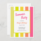 ブライトストライプパーティの招待状はがき 案内ポストカード (正面/裏面)