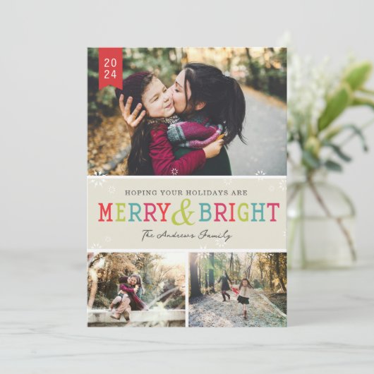 ブライトスノーフレークスホリデーフォト シーズンカード (スタンド正面)