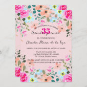 ブライトスペインのピンクフローラ35th誕生日パーティー 招待状 (正面/裏面)