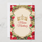 ブライトスペインのレッドフローラ素朴ウッドキニャネラ 招待状 (裏面)