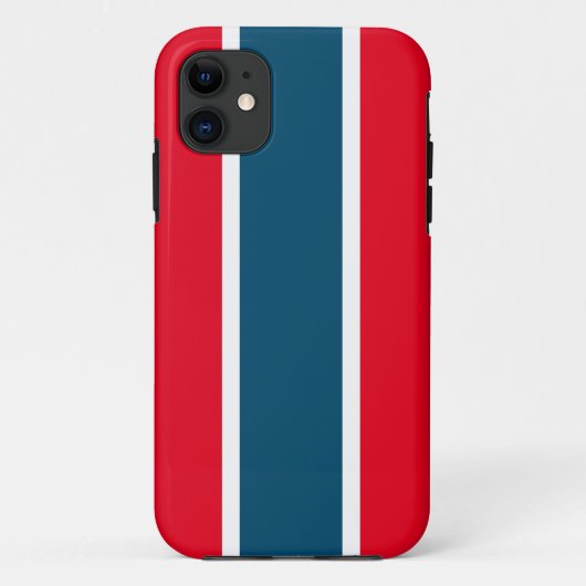 ブライトスポーティレッドホワイト海ブルーレーシングストライプズ Case-Mate iPhoneケース (裏面)