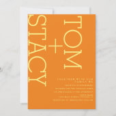 ブライトタイポグラフィはっきりしたエクストラオ結婚レンジズ 招待状 (正面)