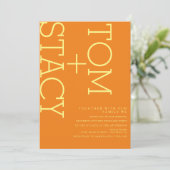 ブライトタイポグラフィはっきりしたエクストラオ結婚レンジズ 招待状 (スタンド正面)