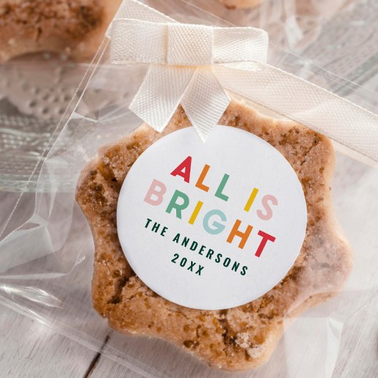 ブライトタイポグラフィモダンクリスマスファミリー ラウンドシール