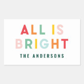 ブライトタイポグラフィモダンクリスマスファミリー 長方形シール (正面)