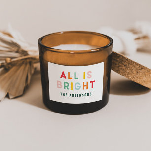 ブライトタイポグラフィモダンクリスマスファミリー 長方形シール