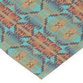 ブライトターコイズティール（緑がかった色）アクアブルーオレンジトライバル ミディアムテーブルランナー (コーナー)