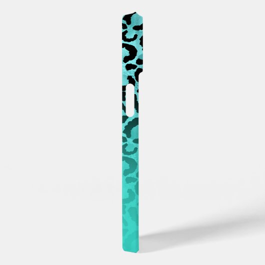 ブライトターコイズヒョウグラデーションモノグラム Case-Mate iPhoneケース (裏面 / 右)