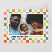 ブライトチェッカラフルカーボードホリデイ ポストカード (正面)