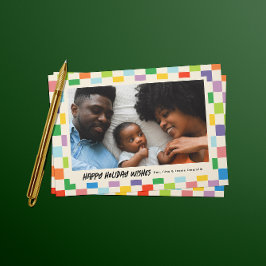 ブライトチェッカラフルカーボードホリデイ ポストカード