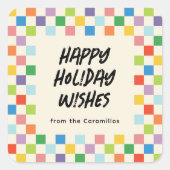 ブライトチェッカラフルカーボードホリデーギフト スクエアシール (正面)