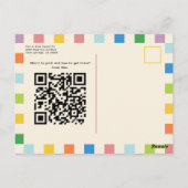 ブライトチェッカラフルカーボードホリデーパーティー ポストカード (裏面)