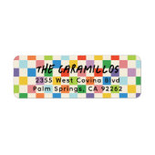 ブライトチェッカラフルカーボード差出人住所 ラベル (正面)