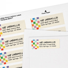 ブライトチェッカラフルカーボード差出人住所 ラベル