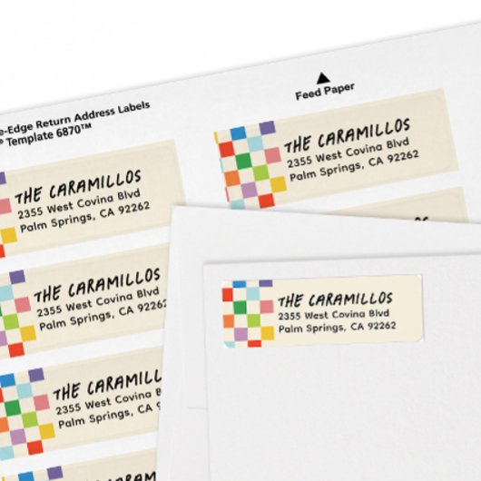 ブライトチェッカラフルカーボード差出人住所 ラベル