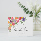 ブライトチューリップと緑のブライダルシャワーありがとう ポストカード (スタンド正面)