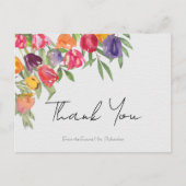 ブライトチューリップと緑のブライダルシャワーありがとう ポストカード (正面)