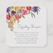 ブライトチューリップ及び緑色表示ブライダルシャワー エンクロージャーカード (正面)